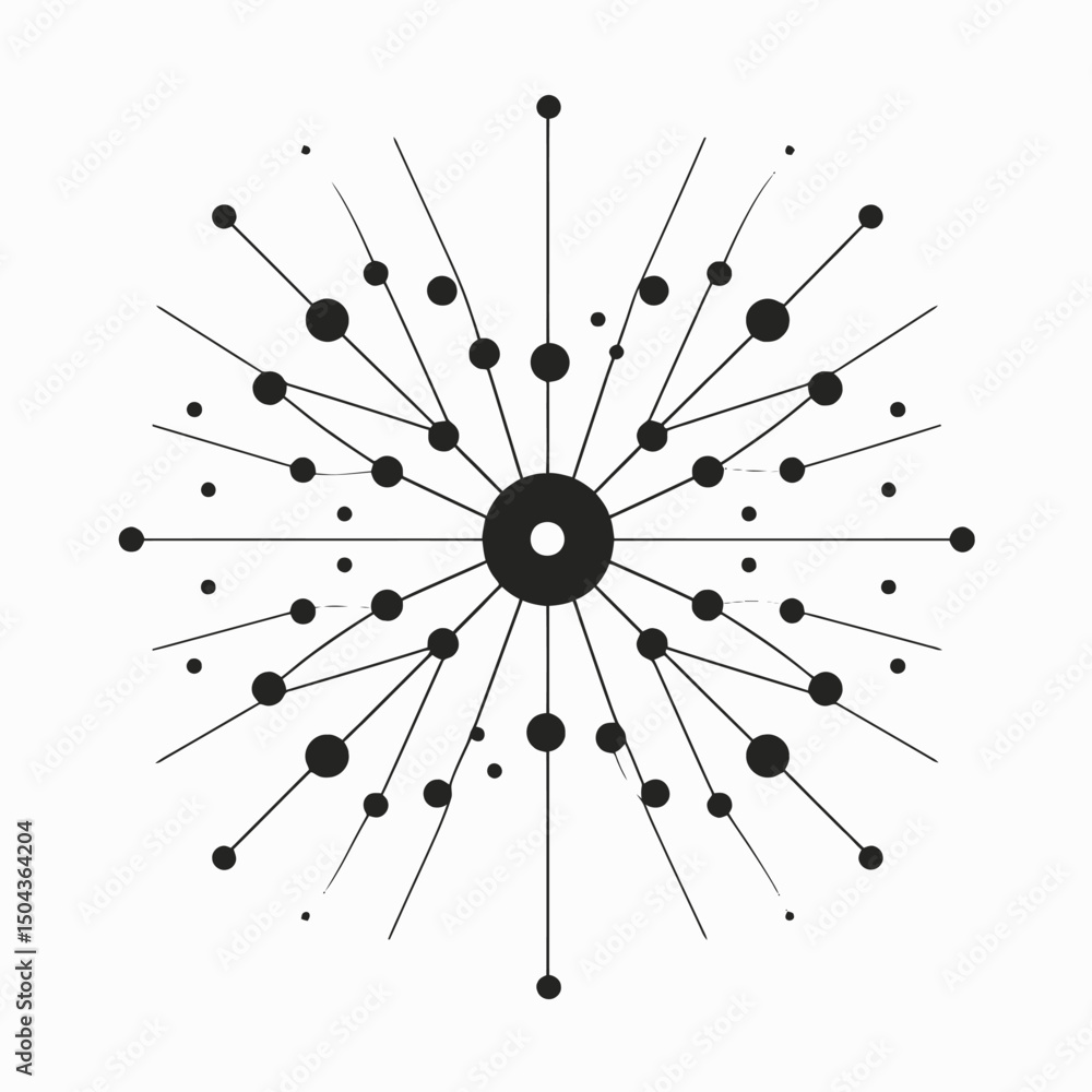 Poster abstract geometric design with lines and circles radiating pattern vector illustration art graphic e