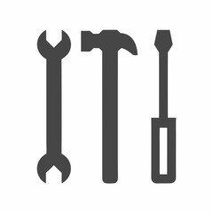 Tool Icon Set Vector Hammer Wrench Screwdriver.
