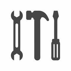 Tool Icon Set Vector Hammer Wrench Screwdriver.
