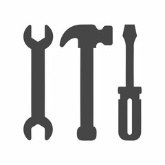 Tool Icon Set Vector Hammer Wrench Screwdriver.