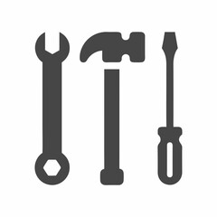 Tool Icon Set Vector Hammer Wrench Screwdriver.