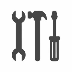 Tool Icon Set Vector Hammer Wrench Screwdriver.
