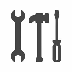 Tool Icon Set Vector Hammer Wrench Screwdriver.