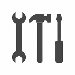 Tool Icon Set Vector Hammer Wrench Screwdriver.