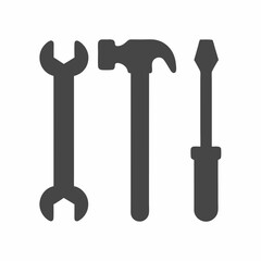 Tool Icon Set Vector Hammer Wrench Screwdriver.