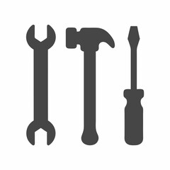 Tool Icon Set Vector Hammer Wrench Screwdriver.