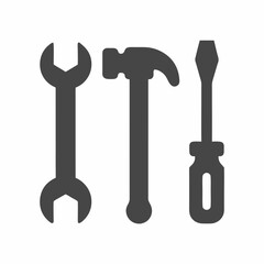 Tool Icon Set Vector Hammer Wrench Screwdriver.