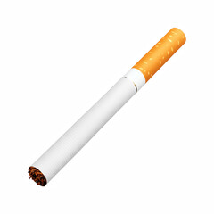 Single unlit cigarette isolated on white background.