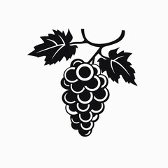 Fototapeta premium Grapes grape vine fruit wine vineyard leaves black white illustration graphic design food healthy sweet silhouette