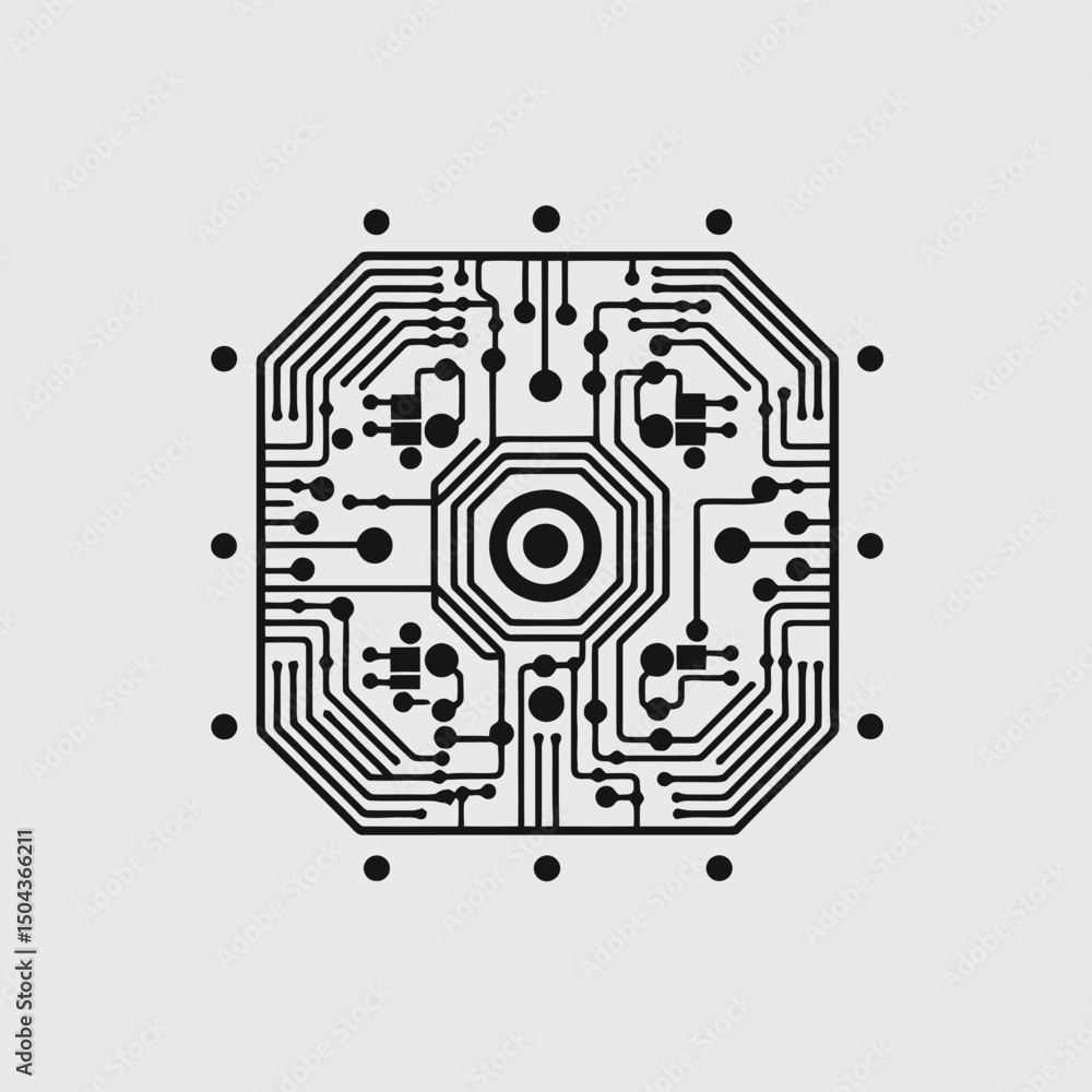 Poster abstract circuit board technology microchip processor engineering motherboard design system scheme s
