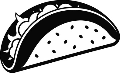 Taco With Filling Silhouette Vector Illustration 