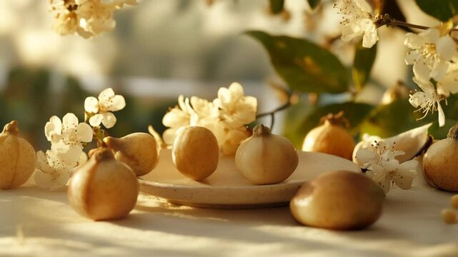 A bunch of yellow fruit with white spots on them. The fruit is ripe and ready to eat
