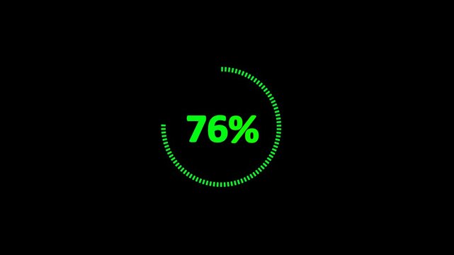 76% animated pie chart video on transparent background &ndash; half circle segment animation, minimal circular info graphic, percentage data visualization, modern graph design....