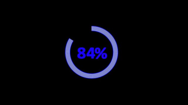 84% animated pie chart video on transparent background &ndash; half circle segment animation, minimal circular info graphic, percentage data visualization, modern graph design.