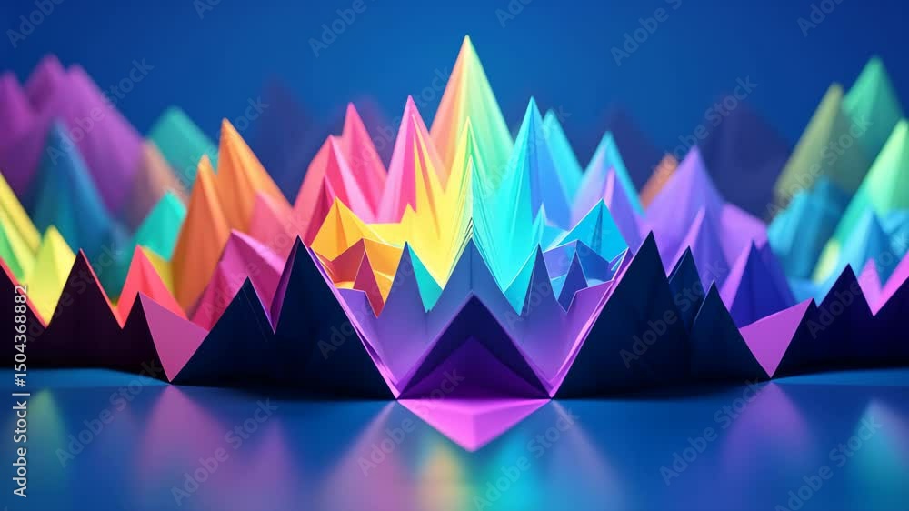 Poster dynamic colorful geometric audio visualizer with vibrant spectrum and abstract sound waves on blue s
