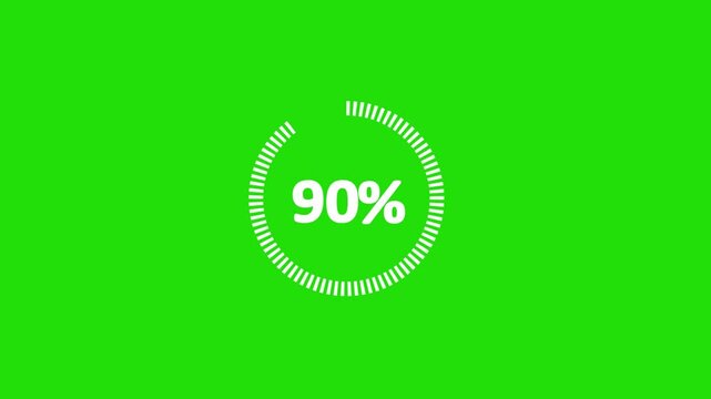 90% animated pie chart video on green background &ndash; half circle segment animation, minimal circular info graphic, percentage data visualization, modern graph design.