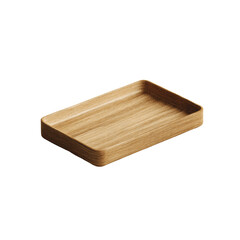 Modern Wooden Tray Mockup Empty Rectangular Serving Dish, Isolated on Green Background