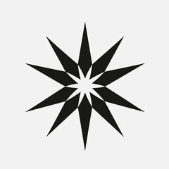 Obraz premium Starburst star shape geometric design black and white abstract modern decorative element illustration art silhouette