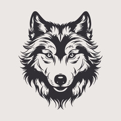 Naklejka premium Illustration wolf head vector animal canine predator mammal wildlife nature design graphic art drawing silhouette