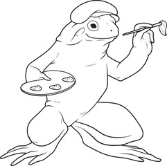 Frog Painter Paint brush Painting Animal Vector Graphic Art Illustration