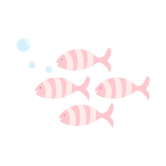 Pastel School of Fish Clipart .Ocean Animal PNG Illustration