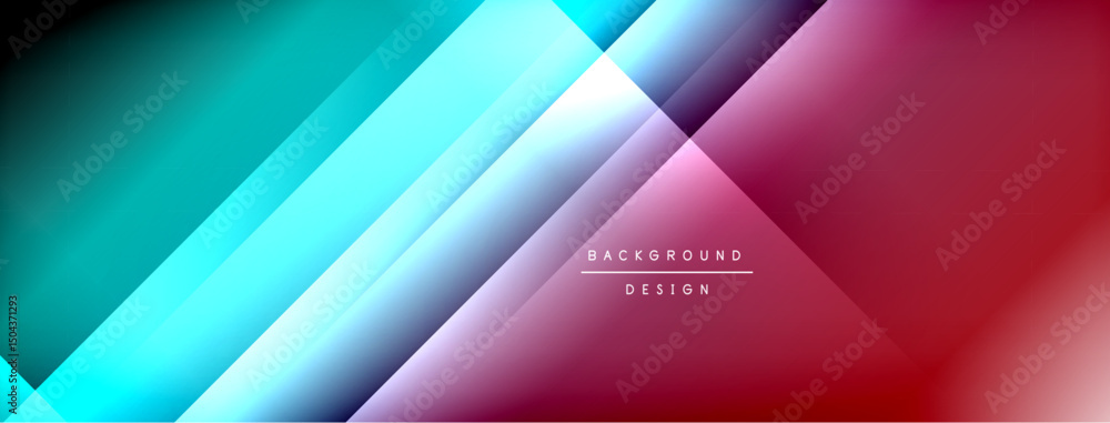 Aufkleber Abstract geometric design. Diagonal lines create vibrant color gradients. Modern background with text elements. Smooth transitions, dynamic composition.