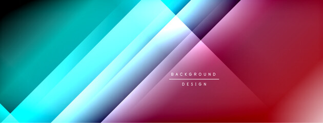 Abstract geometric design. Diagonal lines create vibrant color gradients. Modern background with text elements. Smooth transitions, dynamic composition.