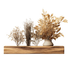 Dried Floral Arrangement on Rustic Wooden Shelf