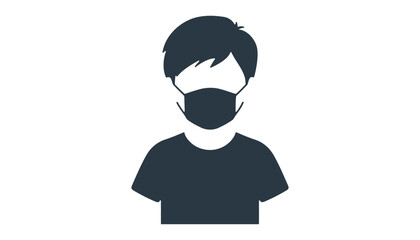 Face Mask Icon Silhouette of Man Wearing Medical Mask

