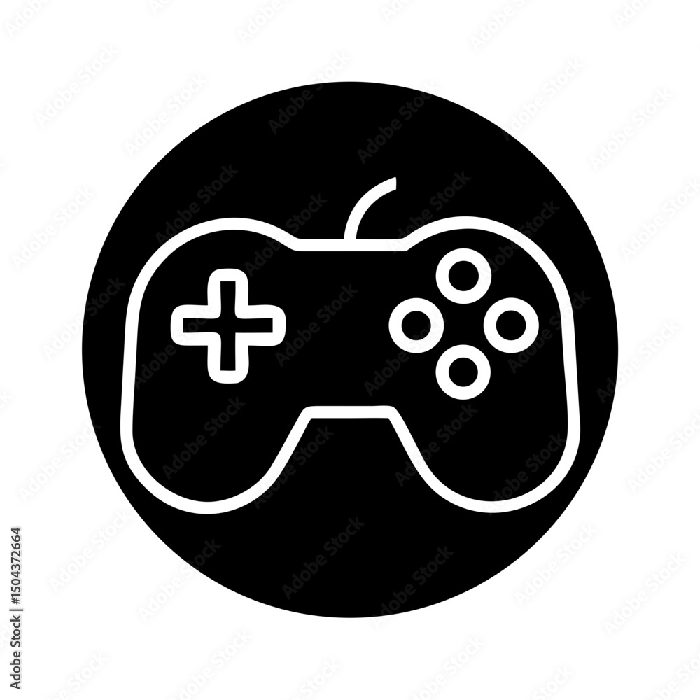 Poster black round game controller icon with visible buttons