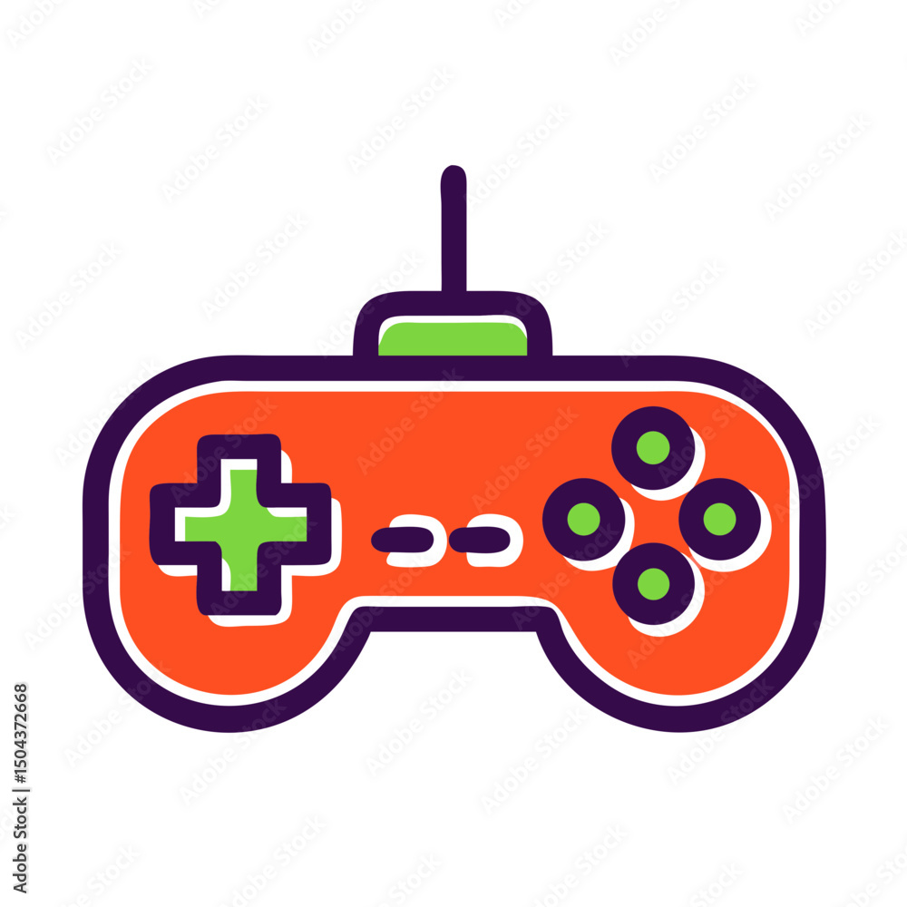 Poster red-orange game controller with multicolor buttons