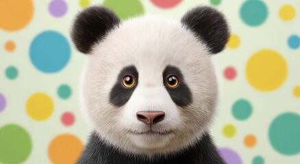Cute Panda Illustration with Colorful Background