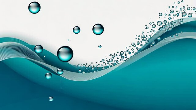 abstract blue water wave isolated on white background banner, rippled water line with transparent bubbles and underwater view, motion design concept. motion video.