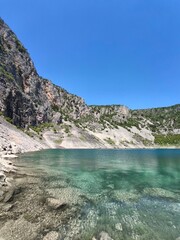 lake and mountains, imotski lake, Croatia