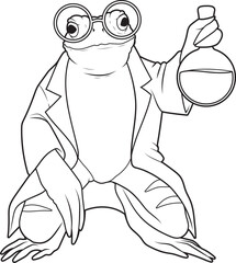 Frog Scientist Test tube Animal Vector Graphic Art Illustration
