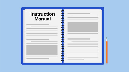 Instruction manual or user guide in flat design. Working manual.