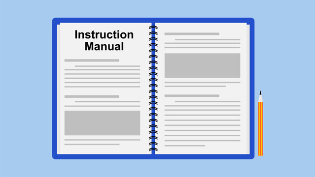 Instruction manual or user guide in flat design. Working manual.