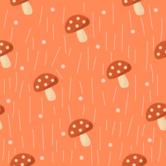 Orange Mushroom Pattern