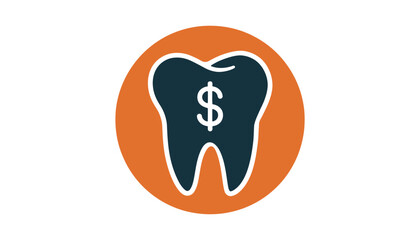 Dental Cost Icon Vector. Tooth with Dollar Symbol Concept Illustration.

