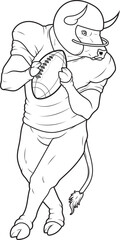 Bull American Football Sports Animal Vector Graphic Art Illustration