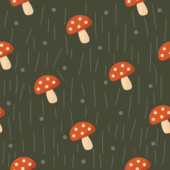 Dark Brown Mushroom Pattern