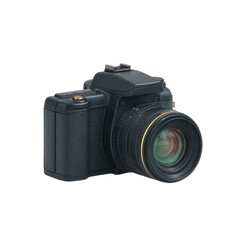 Fototapeta premium A sleek, modern DSLR camera with a realistic design and detailed lens, perfect for photography enthusiasts and professionals in a studio setting.