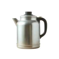 A sleek, vintage-inspired stainless steel kettle on a white isolate background, perfect for tea lovers and kitchen enthusiasts seeking a stylish addition to their cookware.