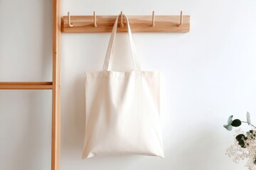 Elegant Canvas Bag Hanging on Hooks A Perfect Eco Friendly Accessory