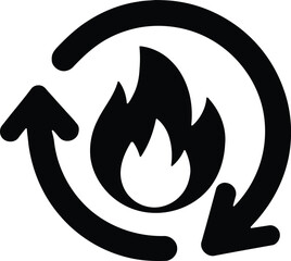 Recycling Fire Symbol Vector Icon Isolated on White Background