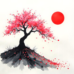 Zen Cherry Blossom in Ink and Bloom