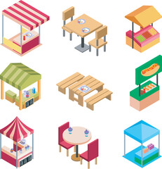 Food Court Isometric Icons
