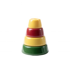 Fototapeta premium Colorful stacking toy, perfect for toddlers. Enhances motor skills and cognitive development. Made from durable plastic for safe play. Ideal for educational settings or home use.