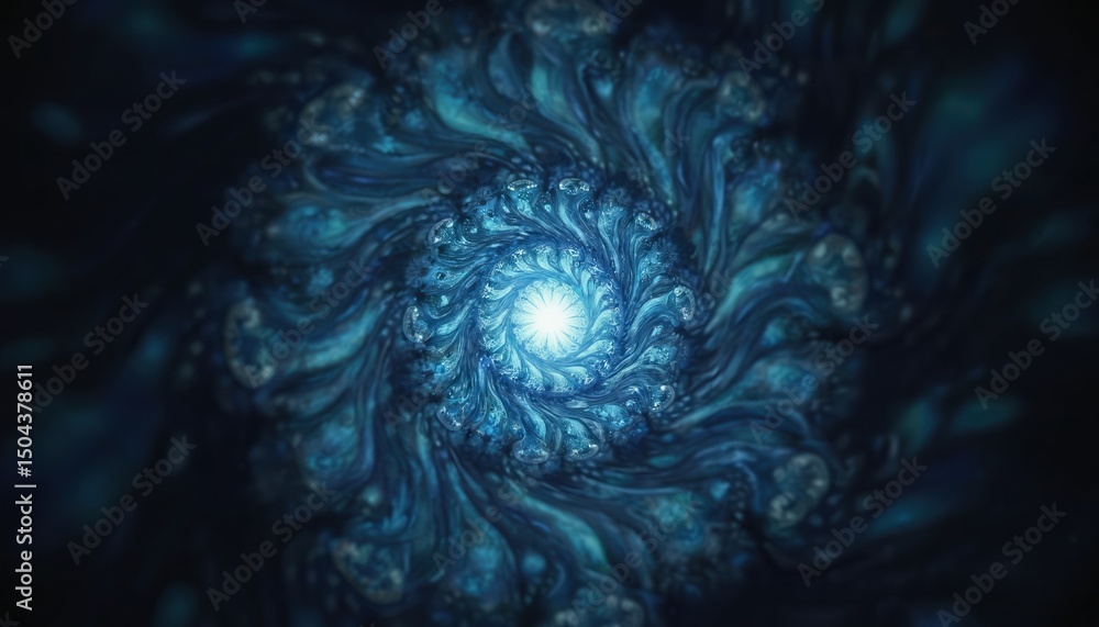 Aufkleber abstract 3d rendering blue fractal light background. dynamic swirl energy design. smooth blue shape 