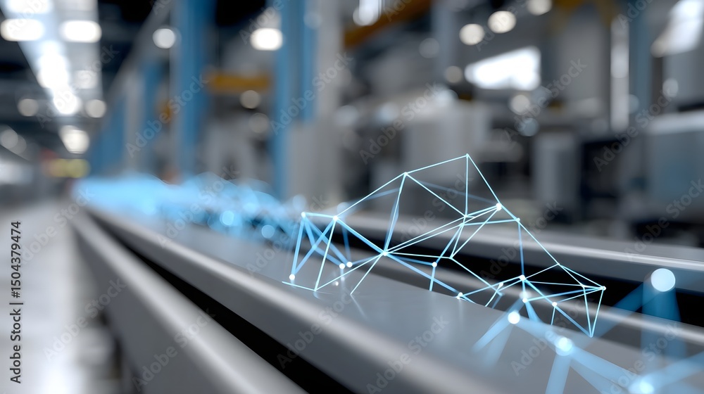 Aufkleber interconnected digital transformation in a futuristic factory setting